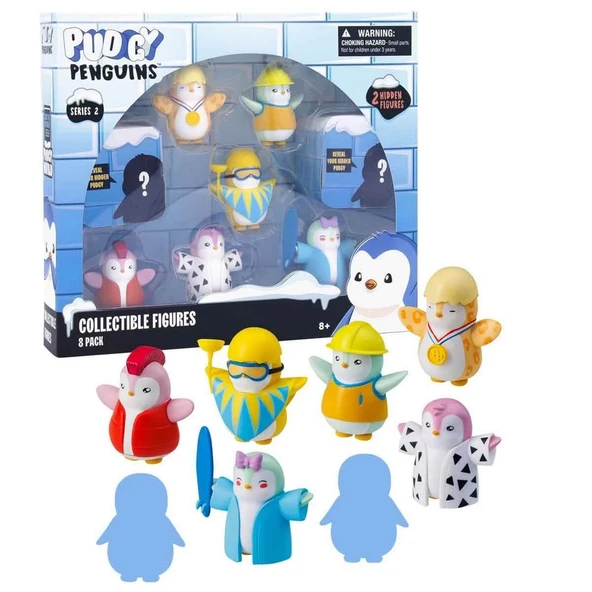 PARAPLY Pudgy Penguins 8'li Figür Seti S2 Bayrak Tutan Penguenli Set Kız Erkek Çocuk Oyuncak Eğitici Oyuncak ürün görseli 1