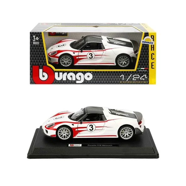 PARAPLY 28009 Burago Porsche 918 Spyder 1:24 Model Araba Kız Erkek Çocuk Oyuncak Eğitici Oyuncaklar ürün görseli 1