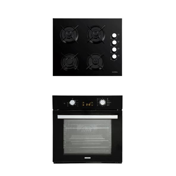 LUXELL 2'Lİ OPALL SİYAH CAM ANKASTRE SET (OCAK-FIRIN) ürün görseli 1