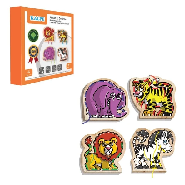 PARAPLY KAL-1019-1020 Chiva, Ahşap İp Geçirme- Safari Hayvanlar Kız Erkek Çocuk Oyuncak Eğitici Oyuncaklar ürün görseli 1