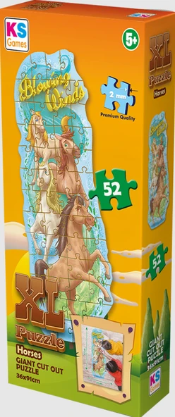 PARAPLY KS Puzzle 52 Parça Atlar XL Çerçevesiz Kız Erkek Çocuk Oyuncak Eğitici Oyuncaklar ürün görseli 1