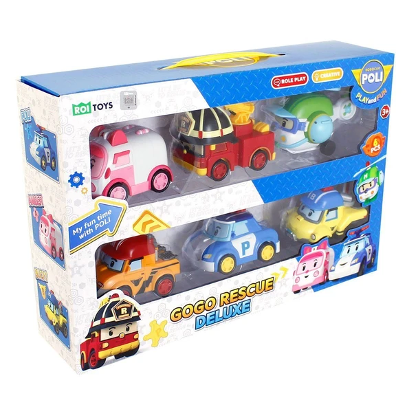 PARAPLY POLI ZR-914 Robocar Poli Gogo Rescue Deluxe 6 Lı Set - Kız Erkek Çocuk Oyuncak Eğitici Oyuncaklar ürün görseli 1