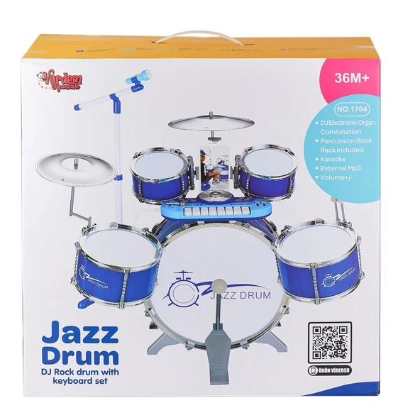 PARAPLY BAO-1704 Bateri Seti MP3 ve Mikrofonlu Kız Erkek Çocuk Oyuncak Eğitici Oyuncaklar ürün görseli 1