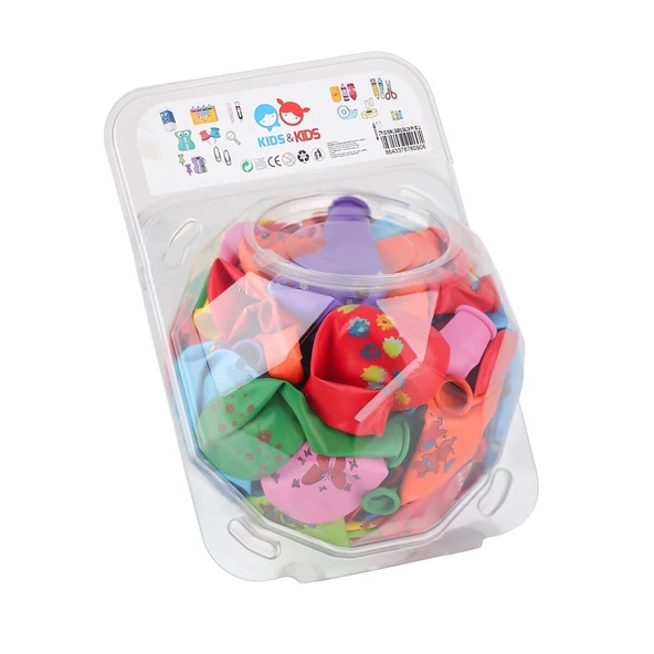 PARAPLY STR-133 Renkli Baskılı Balon 100lü Kız Erkek Çocuk Oyuncak Eğitici Oyuncaklar ürün görseli 1