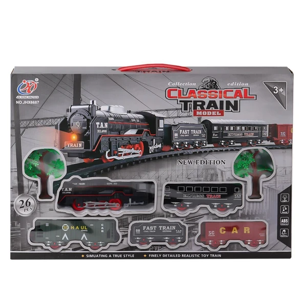 PARAPLY JHX6687 Sesli Işıklı Tren 26 Parça Kız Erkek Çocuk Oyuncak Eğitici Oyuncaklar ürün görseli 1