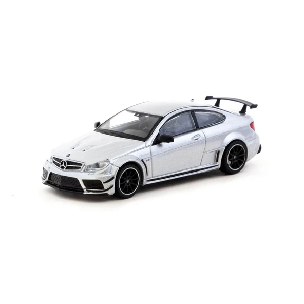 PARAPLY Tarmac Works 1/64 Mercedes-Benz C 63 AMG Coupé Black Series Silver Metallic Kız Erkek Çocuk Oyuncak ürün görseli 1