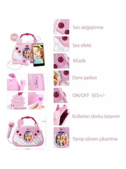 PARAPLY MP3 VE MİKROFONLU PARTİ MÜZİK EL ÇANTASI Kız Erkek Çocuk Oyuncak Eğitici Oyuncaklar ürün görseli 1
