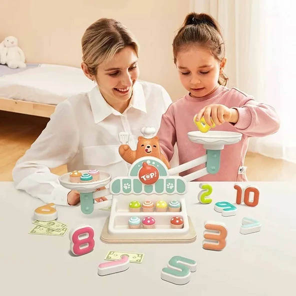 PARAPLY 3905 SUN-Ahşap Manyetik Terazi Alışveriş Oyunu Kız Erkek Çocuk Oyuncak Eğitici Oyuncaklar ürün görseli 1