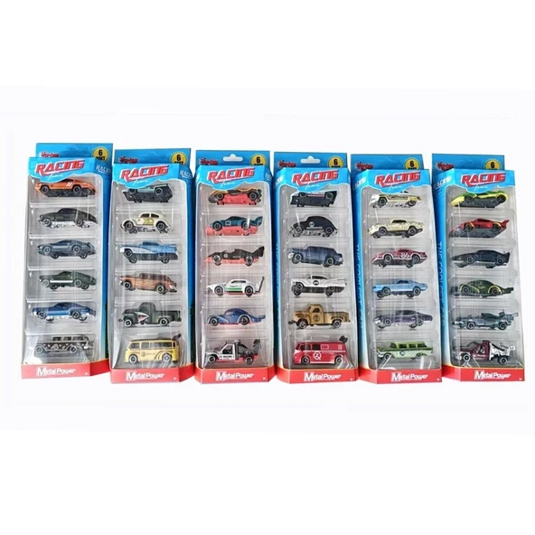 PARAPLY ZQ11316-Vardem Kartela 1:64 Metal 6 Parça Araba Seti Kız Erkek Çocuk Oyuncak Eğitici Oyuncaklar ürün görseli 1