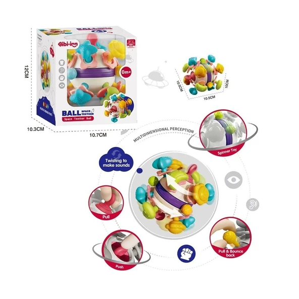 PARAPLY BIB6034-Vardem 6 in 1 Diş Kaşıyıcılı Bebek Topu Kız Erkek Çocuk Oyuncak Eğitici Oyuncaklar ürün görseli 1
