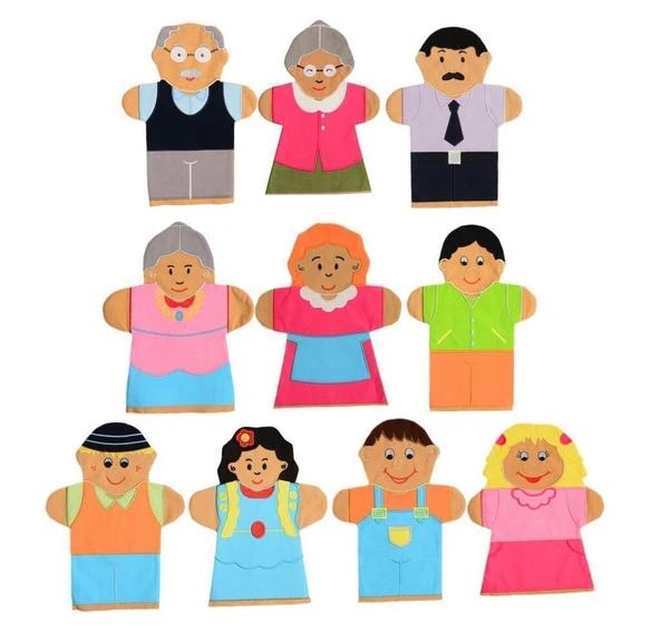 PARAPLY AND-5001 İNSANLAR KUKLA SETİ 10 LU Kız Erkek Çocuk Oyuncak Eğitici Oyuncaklar ürün görseli 1