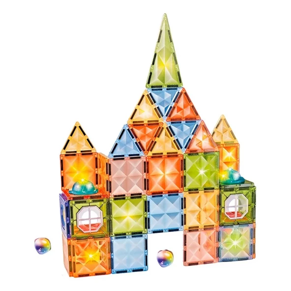 PARAPLY Magnetic Tiles Light Version 73 Parça Kız Erkek Çocuk Oyuncak Eğitici Oyuncaklar ürün görseli 1