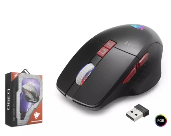 Hadron G390 Kablosuz Oyuncu Mouse Type-C Port Şarjlı + Led gösterim Rgb 1600Dpi Sessiz Siyah ürün görseli 1