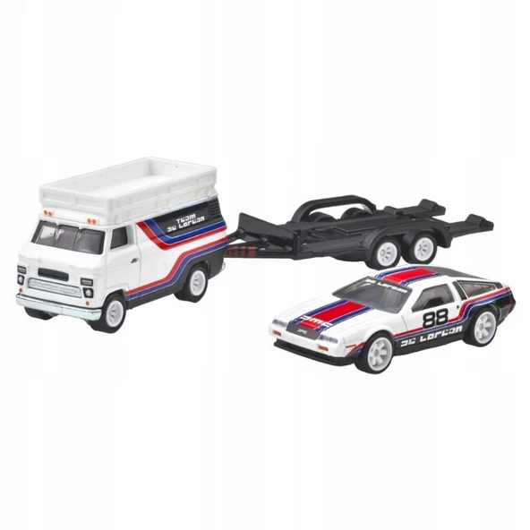 PARAPLY Hot Wheels Car Culture Team Transport DMC DeLorean & HW Rally Hauler Diecast Car Kız Erkek Çocuk Oyu ürün görseli 1