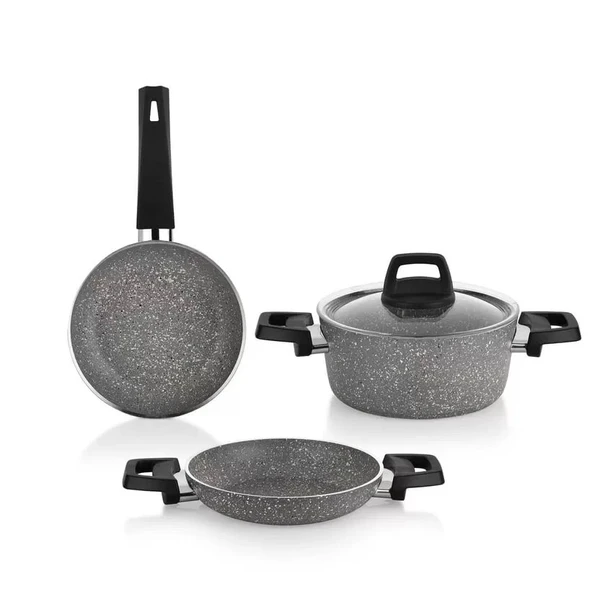 Schafer Eternal 3 lü Set 18 Cm Tencere 18 Cm Sahan 18Cm Tava Gri ürün görseli 1