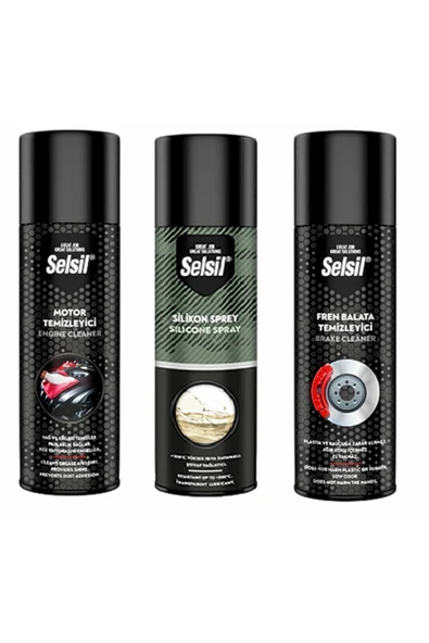 Selsil Motor Temizleme Spreyi 500 ml, Silikon Sprey 500 ml, Fren Balata Temizleme Spreyi 500 ml ürün görseli 1