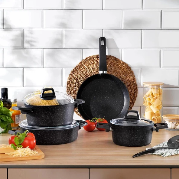 Schafer Black Stone 7 Parça Tencere Seti Siyah ürün görseli 1