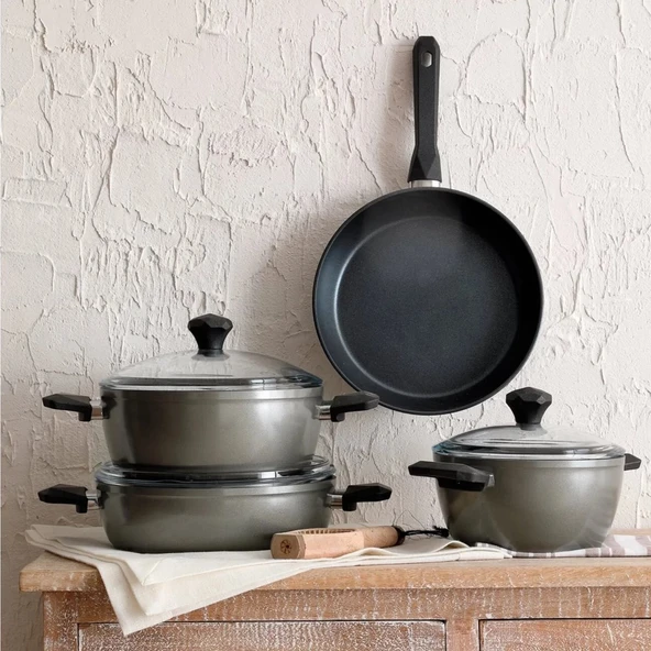 Pierre Cardin Diamond Cook 7 Parça Tencere Seti Gri ürün görseli 1