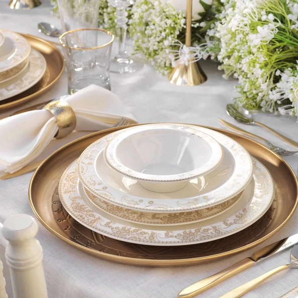 Schafer Tılsım Bloomfest 60 Parça 12 Kişilik Yemek Takımı Gold ürün görseli 1