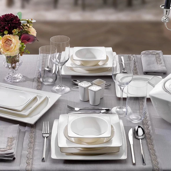 Schafer Glamor Pure 60 Parça 12 Kişilik Yemek Takımı Platin ürün görseli 1