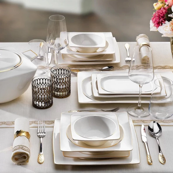 Schafer Glamor Pure 60 Parça 12 Kişilik Yemek Takımı Gold ürün görseli 1