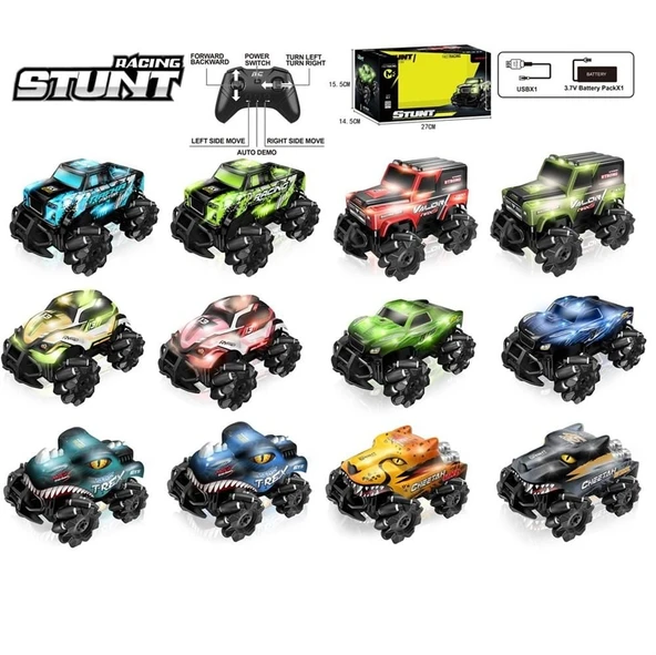 ZeycanHome ŞARJLI STUNT 4X4 IŞIKLI UZAKTAN KUMANDALI ARABA Kız Erkek Çocuk Oyuncak Eğitici Oyuncaklar ürün görseli 1