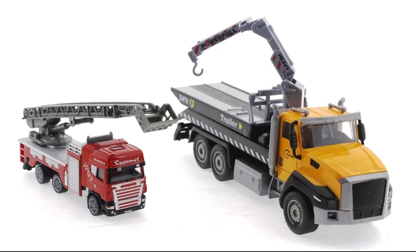 ZeycanHome Die Cast Çek Bırak Vinçli Kurtarıcı ve Merdivenli İtfaiye Aracı Kız Erkek Çocuk Oyuncak Eğitici Oyun ürün görseli 1