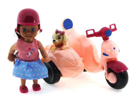 ZeycanHome Cute Doll Mini Bebek ve Köpekli Pembe Motorsiklet Kız Erkek Çocuk Oyuncak Eğitici Oyuncaklar ürün görseli 1