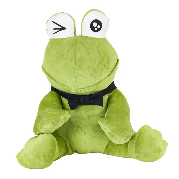 ZeycanHome 1430 Peluş Papyonlu Oturan Yeşil Kurbağa -My Friend Toys Kız Erkek Çocuk Oyuncak Eğitici Oyuncaklar ürün görseli 1