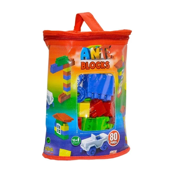 ZeycanHome ANT081 Ant Blocks 80 Parça Çantalı Blok Seti Kız Erkek Çocuk Oyuncak Eğitici Oyuncaklar ürün görseli 1