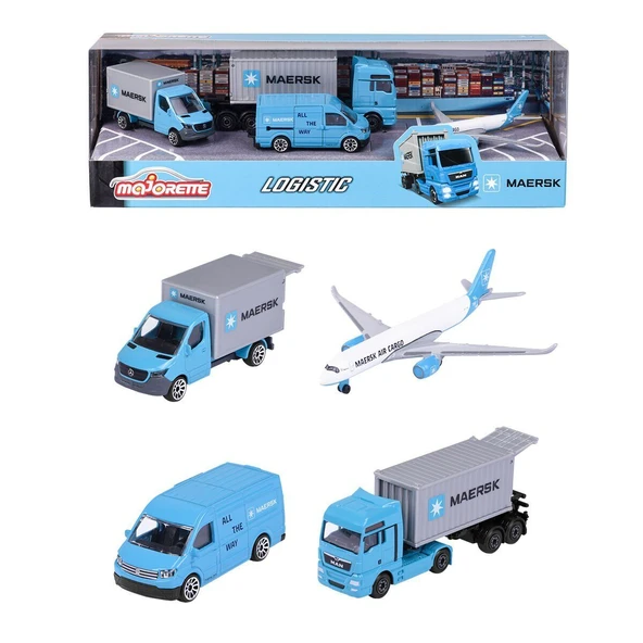 ZeycanHome 212057290 Majorette MAERSK Lojistik Arabaları 4 Parça -Simba Kız Erkek Çocuk Oyuncak Eğitici Oyuncak ürün görseli 1