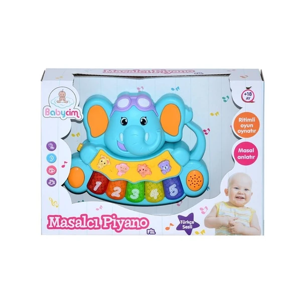 ZeycanHome FİL MASALCI PİYANO TÜRKÇE Kız Erkek Çocuk Oyuncak Eğitici Oyuncaklar ürün görseli 1