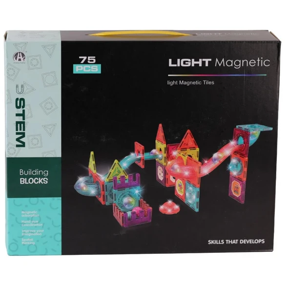 ZeycanHome Magnetic Tiles Light Version 75 Parça Kız Erkek Çocuk Oyuncak Eğitici Oyuncaklar ürün görseli 1