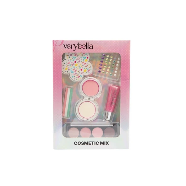 ZeycanHome VRB83000 Very Bella Güzellik Seti (saç tebeşiri+far+yüz boyası+lip gloss+sticker Kız Erkek Çocuk Oyu ürün görseli 1