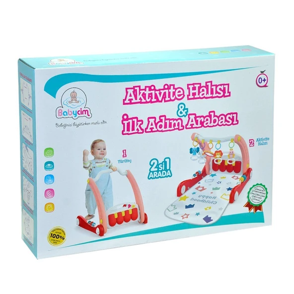 ZeycanHome E0634 Aktivite Halısı&İlk Adım Arabası -Pembe ,Birlik Kız Erkek Çocuk Oyuncak Eğitici Oyuncaklar ürün görseli 1