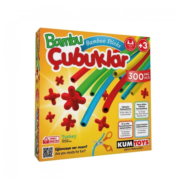 ZeycanHome 5462 KumToys, Bambu Çubuklar - 300 parça / +3 yaş Kız Erkek Çocuk Oyuncak Eğitici Oyuncaklar ürün görseli 1