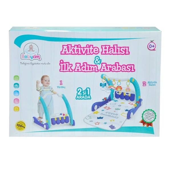 ZeycanHome E0633 Aktivite Halısı&İlk Adım Arabası 2IN1 -Mavi ,Birlik Kız Erkek Çocuk Oyuncak Eğitici Oyuncaklar ürün görseli 1