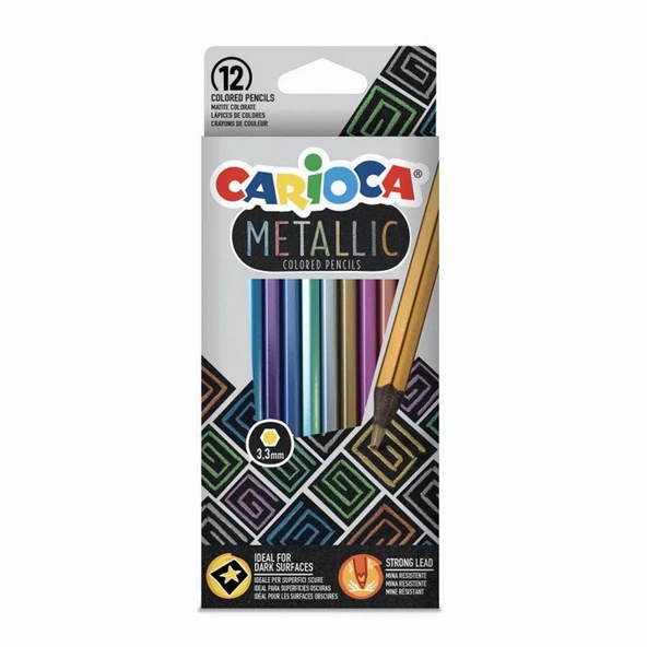 ZeycanHome Carioca 12 Renk Metalik Kuru Boya Seti Kız Erkek Çocuk Oyuncak Eğitici Oyuncaklar ürün görseli 1