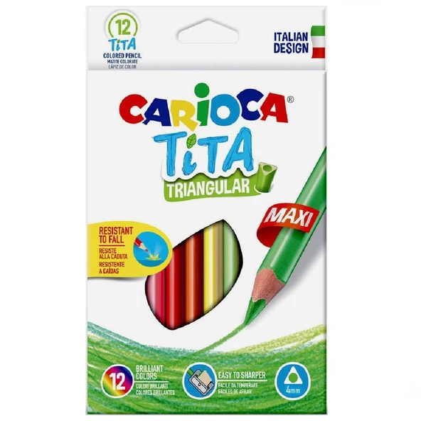ZeycanHome Carioca Jumbo 12'li Üçgen Kuru Boya Kalemi 42791 Kız Erkek Çocuk Oyuncak Eğitici Oyuncaklar ürün görseli 1