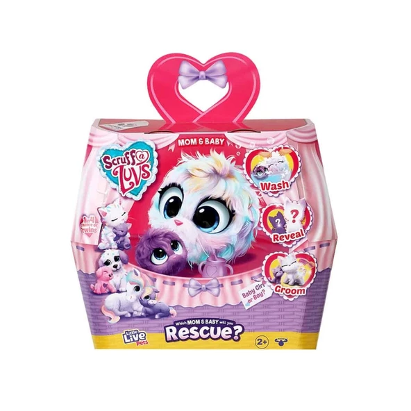ZeycanHome Scruff A Luvs Anne ve Yavrusu Sürpriz Kutu CRU09000 Kız Erkek Çocuk Oyuncak Eğitici Oyuncaklar ürün görseli 1