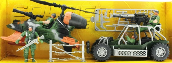 ZeycanHome Buggy ve Helikopterli Askeri Oyun Seti Kız Erkek Çocuk Oyuncak Eğitici Oyuncaklar ürün görseli 1