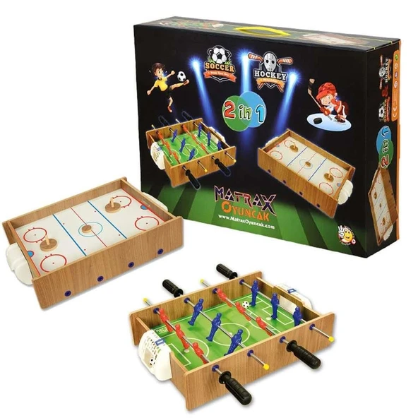 ZeycanHome 412 Ahşap Hokey ve Masa Maçı Oyunu Kız Erkek Çocuk Oyuncak Eğitici Oyuncaklar ürün görseli 1