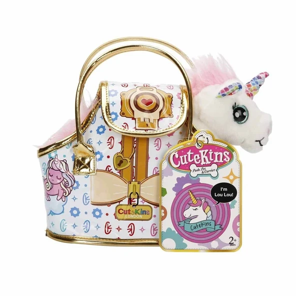 ZeycanHome 10873 Cutekins Taşıma Çantalı Peluş Unicorn Lou Lou Kız Erkek Çocuk Oyuncak Eğitici Oyuncaklar ürün görseli 1