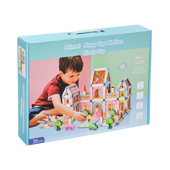 ZeycanHome KZL-2102103 Ahşap Mimari Yapı Blokları 268 Parça Kız Erkek Çocuk Oyuncak Eğitici Oyuncaklar ürün görseli 1