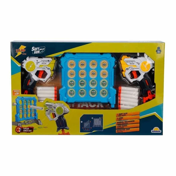 ZeycanHome 3574 Zapp Toys Hedef Tahtalı Sünger Dart Atan Silah Seti Kız Erkek Çocuk Oyuncak Eğitici Oyuncaklar ürün görseli 1