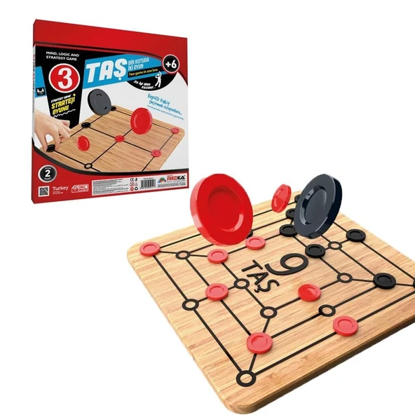 ZeycanHome Redka Ahşap Dokuztaş / Üçtaş Kutu Oyunu Kız Erkek Çocuk Oyuncak Eğitici Oyuncaklar ürün görseli 1