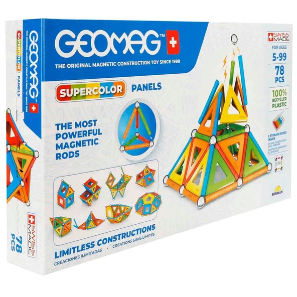 ZeycanHome Geomag Supercolor Panels Manyetik Zeka Oyunu 78 Parça S01000379 Kız Erkek Çocuk Oyuncak Eğitici Oyun ürün görseli 1