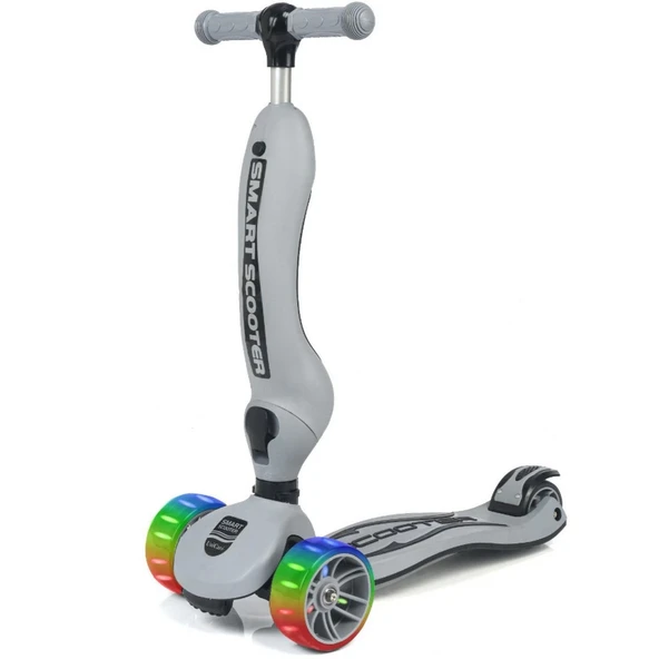 ZeycanHome Smart Oturaklı 3 Tekerlekli Işıklı Scooter Bebe Gri Kız Erkek Çocuk Oyuncak Eğitici Oyuncaklar ürün görseli 1