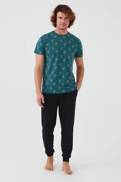 Arnetta 2504 Palm Tree Erkek Kısa Kol Pijama Takım ürün görseli 1