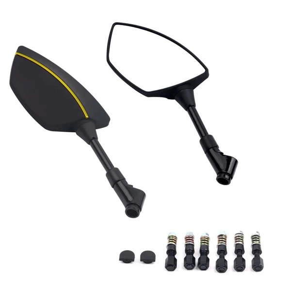 Motosiklet Ayna 426 Sarı Şeritli Üniversal 8-10 mm Uyumlu Marka Model Fark Etmez ürün görseli 1
